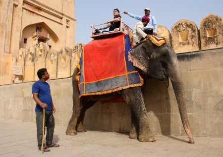 Durante l'arrivo al Forte Amer, nei pressi di Jaipur (India)...